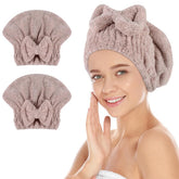 SUNLAND large microfiber hair drying cap with bow knot for secure fit and fast drying.