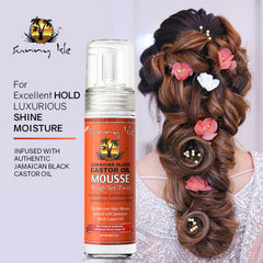 Sunny Isle Jamaican Black Castor Oil Mousse Wrap Set foaming mousse texture for smooth wrap results.
