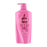 Sunsilk Lusciously Thick & Long shampoo bottle front showing lasting volume.