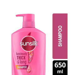 Sunsilk Lusciously Thick & Long lather action with visible volume.