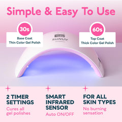 SUNUV SUN9X Plus nail lamp top view pink highlighting sleek surface and display.