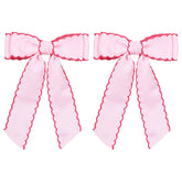 SUPCLIPS 5-inch hair bow clip pink-rose-red front view shows vivid edge detailing for daily wear