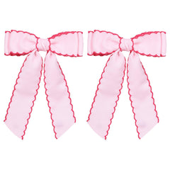 SUPCLIPS 5-inch hair bow clip pink-rose-red front view shows vivid edge detailing for daily wear