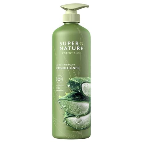 Super Nature Potent Aloe Gentle Moisture Conditioner bottle for daily hydration and softness.