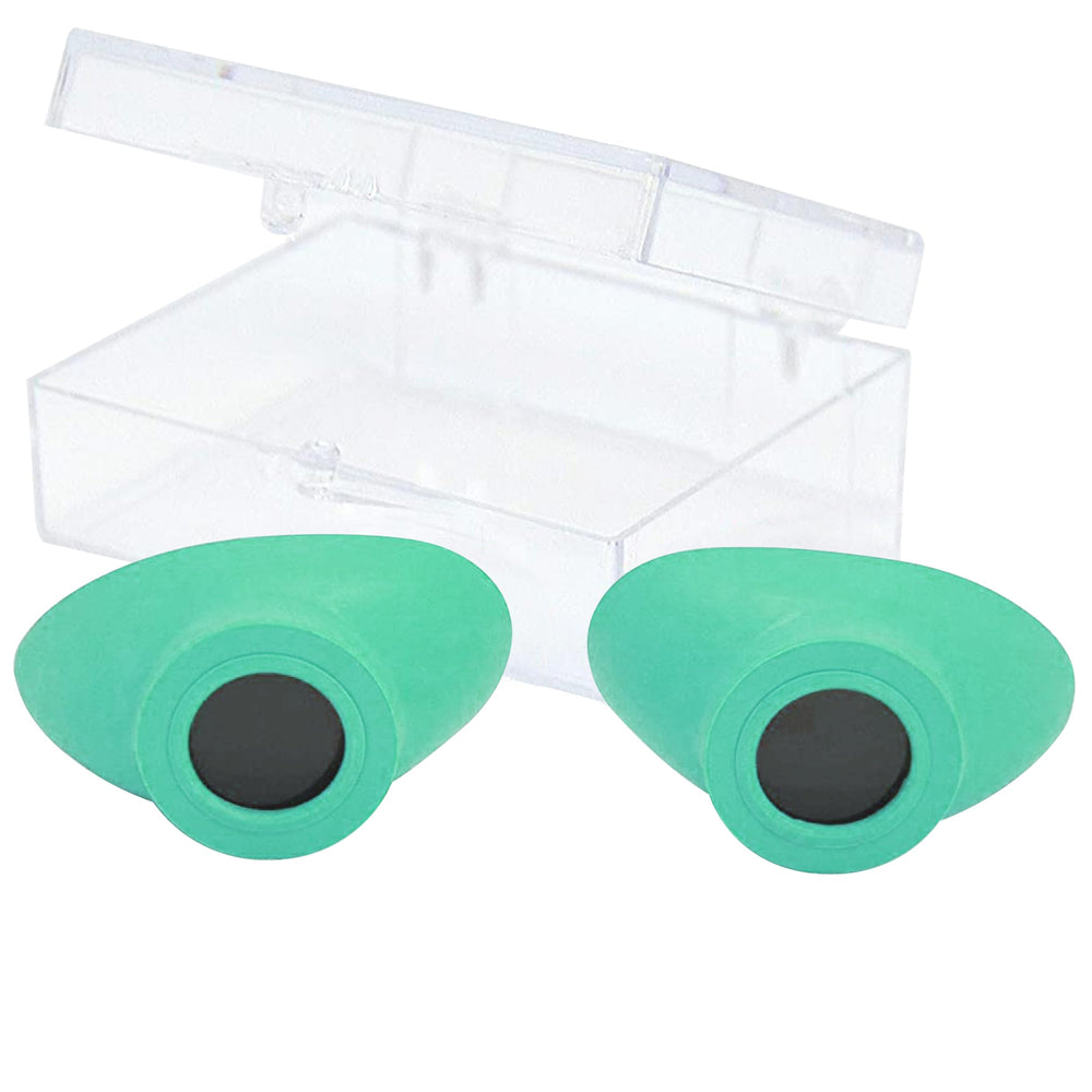 Super Sunnies Slim Flex teal front view eye shields for UV protection during tanning sessions
