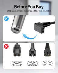 Superer WSS3L charger plug near trimmer, demonstrating reliable 1.2A power delivery.