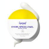 Supergoop! Every. Single. Face. Watery Lotion bottle, lightweight SPF 50 protection for all skin types.