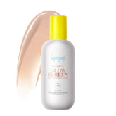 Supergoop! Glowscreen Drops Sunrise bottle closeup showing creamy mineral SPF 40 glow.