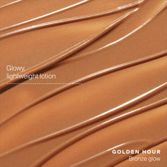 Supergoop! Glowscreen arm swatch displays bronze glow and sheer tint.