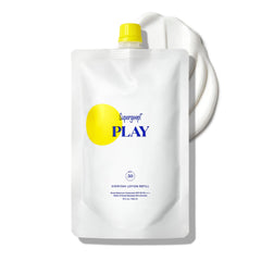 Supergoop PLAY Everyday Lotion pump-front view showing easy dispensing and compact design