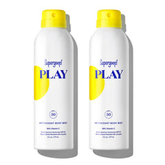 Supergoop! PLAY SPF50 body mist bottle for quick broad-spectrum protection.