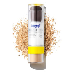 Supergoop! Re)setting powder packaging closeup for on-the-go SPF touchups