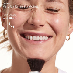 Supergoop! Re)setting powder shade swatches light shows translucent SPF protection