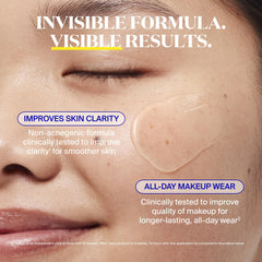 Supergoop Unseen Sunscreen on hand shows makeup-ready skin and even tone