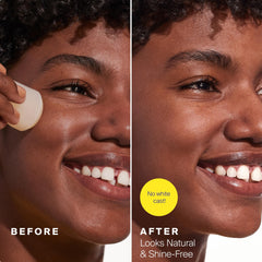 Supergoop Unseen Sunscreen Stick on the face delivering a clear finish