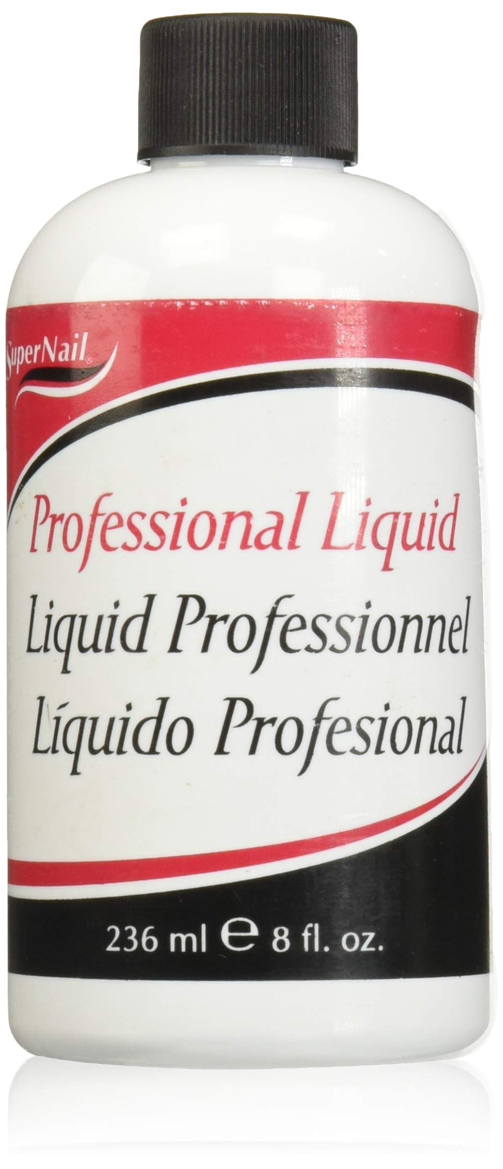 SuperNail Nail Liquid bottle demonstrates durable adhesion for lasting acrylics.