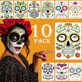 Supersfel Day of the Dead tattoos with rose designs for bold Halloween looks