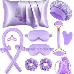 SUPHOUSE heatless curls overnight set with satin pillowcase promotes smooth hair while you sleep