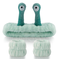 SuPoo snail headband in green, comfy fit for spa and makeup routines