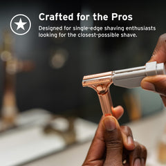 Supply QuickLoad cartridge holds eight blades for lasting shaves.