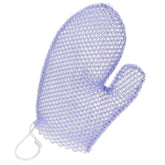 Supracor Spa Bath Mitt Purple closeup shows honeycomb texture for gentle exfoliation.