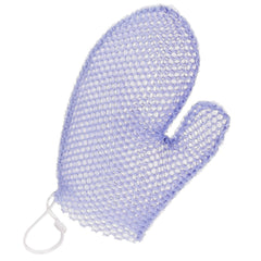 Supracor Spa Bath Mitt Purple closeup shows honeycomb texture for gentle exfoliation.