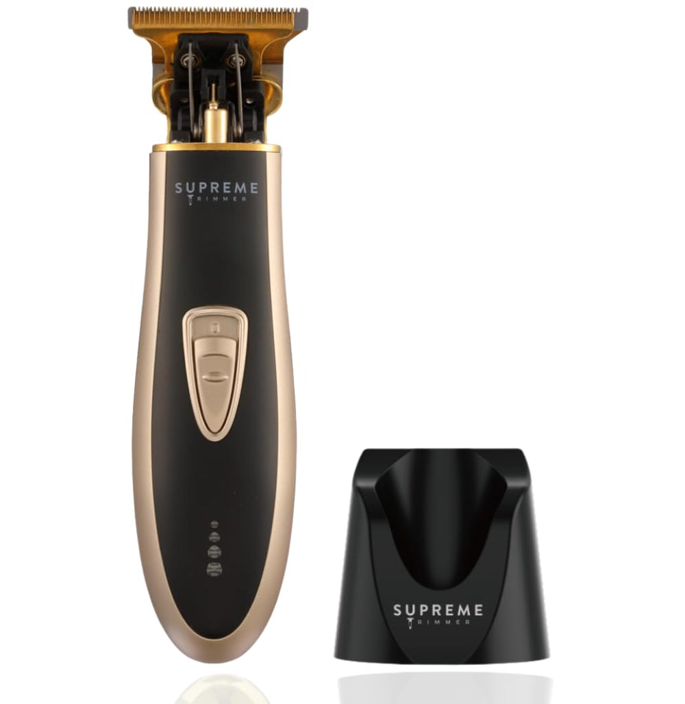 Supreme Trimmer T Shaper battery status display shows remaining runtime for planning sessions.