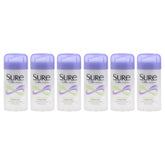 Sure deodorant pack of six 2.6-ounce sticks showing invisible solid formula for all-day freshness.
