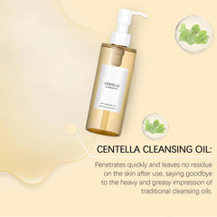SURELIT Centella Light Cleansing Oil application moment, massaging into dry skin for makeup removal