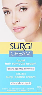 Surgiwax Surgi-Cream Hair Remover packaging highlights 2-pack value for easy touch-ups.