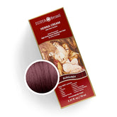 Surya Brasil Henna Cream Burgundy bottle shows vegan cruelty-free color option for hair.