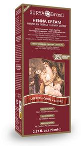 Surya Brasil Henna Cream Copper bottle displays rich color with conditioning.