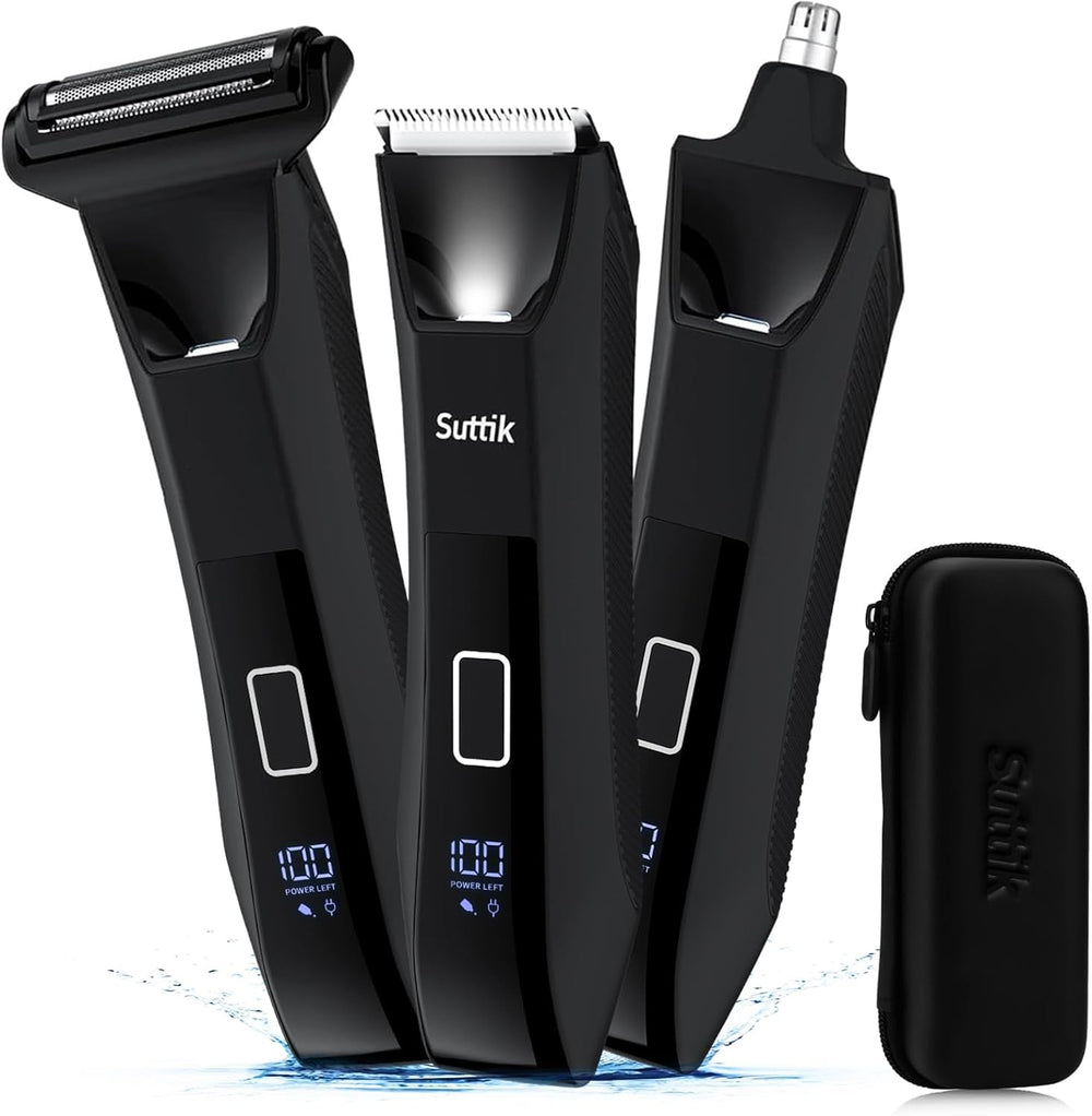 Suttik Manscape 3-in-1 heads enable versatile grooming from head to toe.
