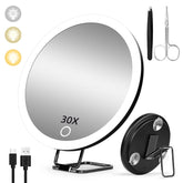 Suupvaor 30x magnifying mirror reveals pores for precise makeup detailing.