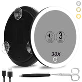 Suupvaor 30x magnifying mirror with light for precise close-ups and makeup checks