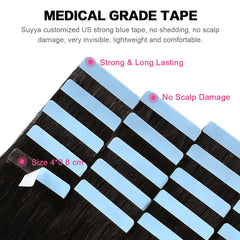 SUYYA blue tape detail shows reusable adhesive for easy replacement.