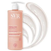 SVR Topialyse cleansing balm bottle close-up for gentle hydration and barrier support.