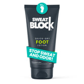 SweatBlock Foot Lotion being applied for quick-dry foot comfort.