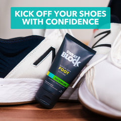 Derm-tested SweatBlock Lotion keeps feet dry during daily activities.
