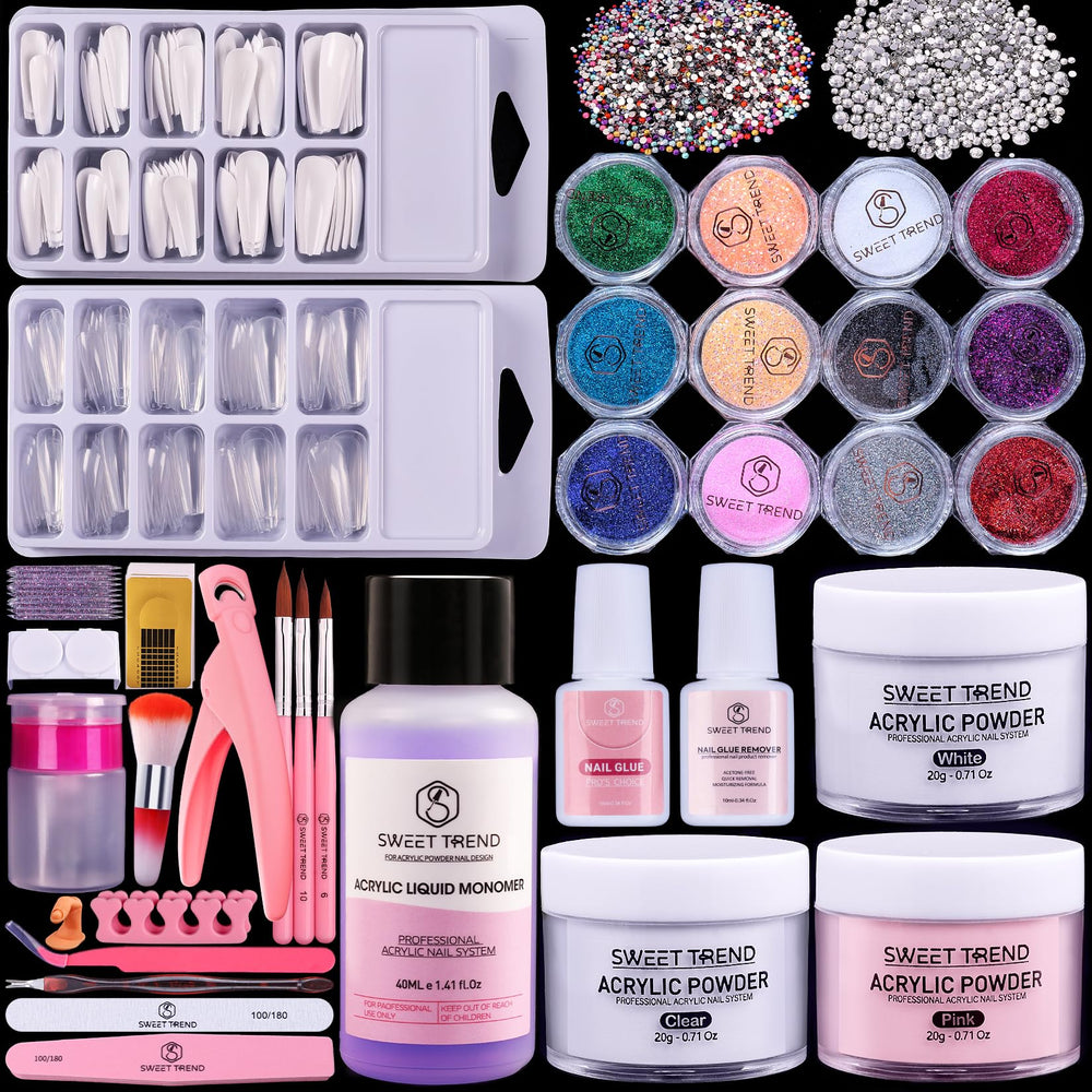 Sweet Trend beginners nail kit packaging shows all-in-one home salon setup.