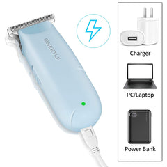 SweetLF cordless rechargeable design with USB charging for mess-free, portable grooming.