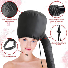 Sweetums Signatures hooded dryer on sofa for relaxed conditioning at home