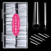 SWETIDY 500pcs XXL No C Curve coffin tips in clear finish for salon-quality at-home nails