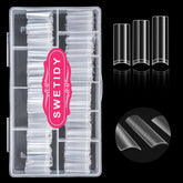 SWETIDY clear nail tips box showing organized packaging for easy DIY nails.