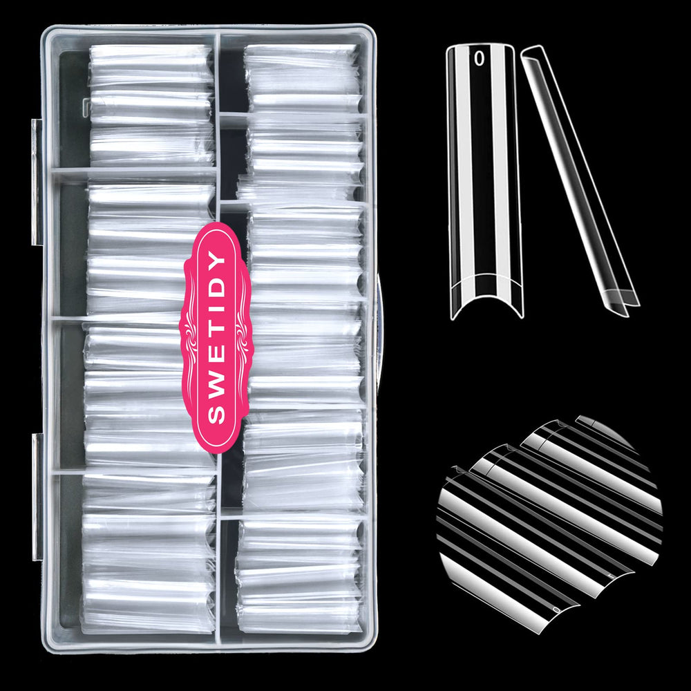 SWETIDY No C Curve Square Flat Nail Tips packaging for bulk salon-ready supply