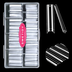 SWETIDY No C Curve Square Flat Nail Tips packaging for bulk salon-ready supply