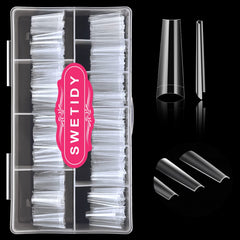 SWETIDY no C curve XL coffin nail tips in a box for professional or DIY use.