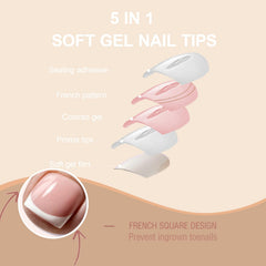 SWETIDY toe nails short square French full-cover nails for elegant at-home manicure