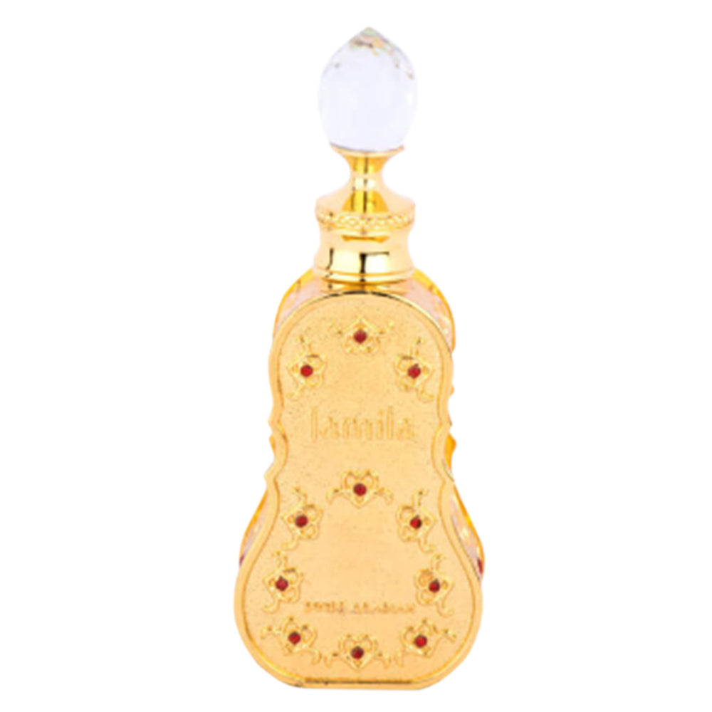 Swiss Arabian Jamila bottle close-up for a luxurious evening fragrance.