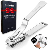 Swissker 360-degree rotating head nail clippers with ergonomic grip for precise trimming at home.